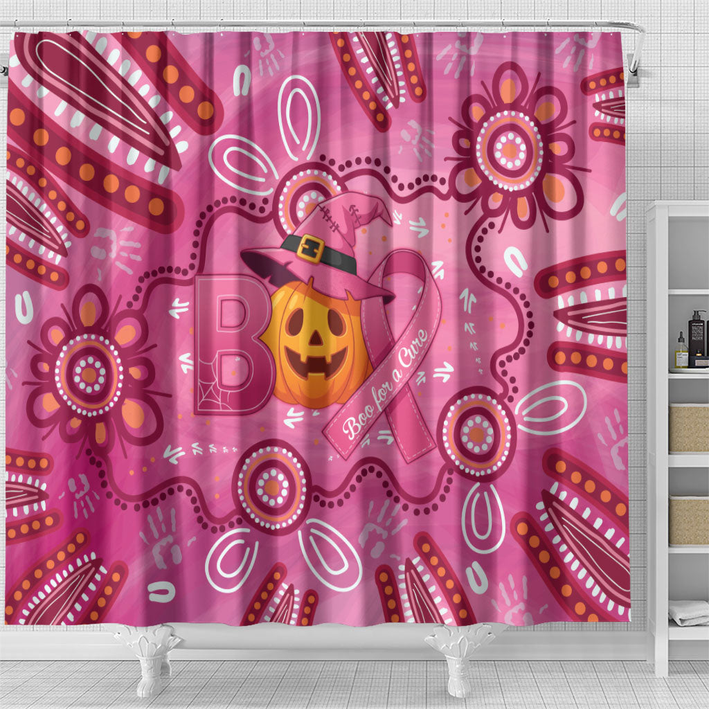 Boo for a Cure Pink Ghost Shower Curtain Aboriginal Halloween Wear Pink