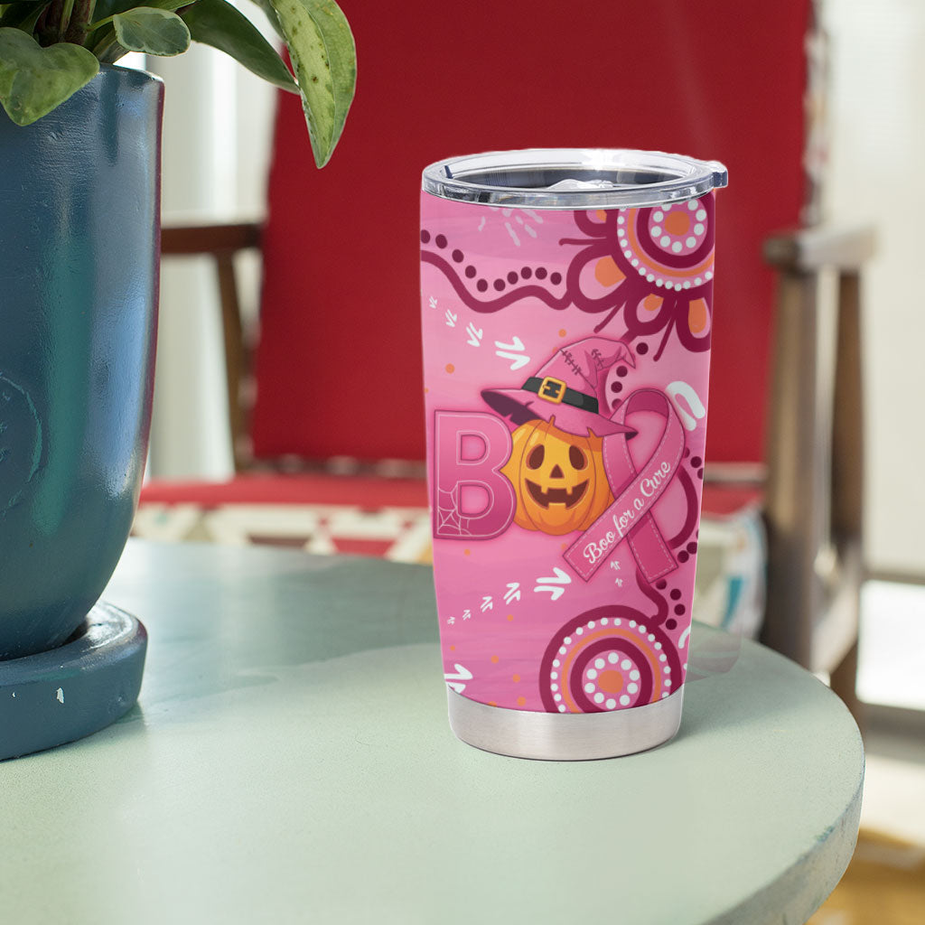 Boo for a Cure Pink Ghost Tumbler Cup Aboriginal Halloween Wear Pink