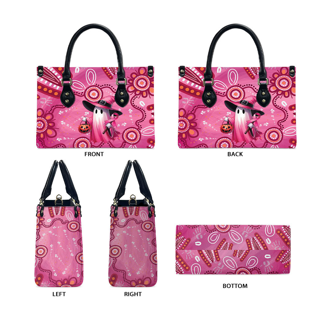Pink Ghost Ribbon Leather Bag Aboriginal Halloween Wear Pink