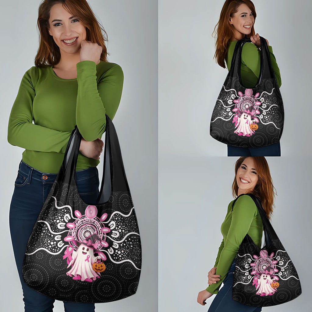 Spooky Pink Ghost Grocery Bag Aboriginal Halloween Wear Pink