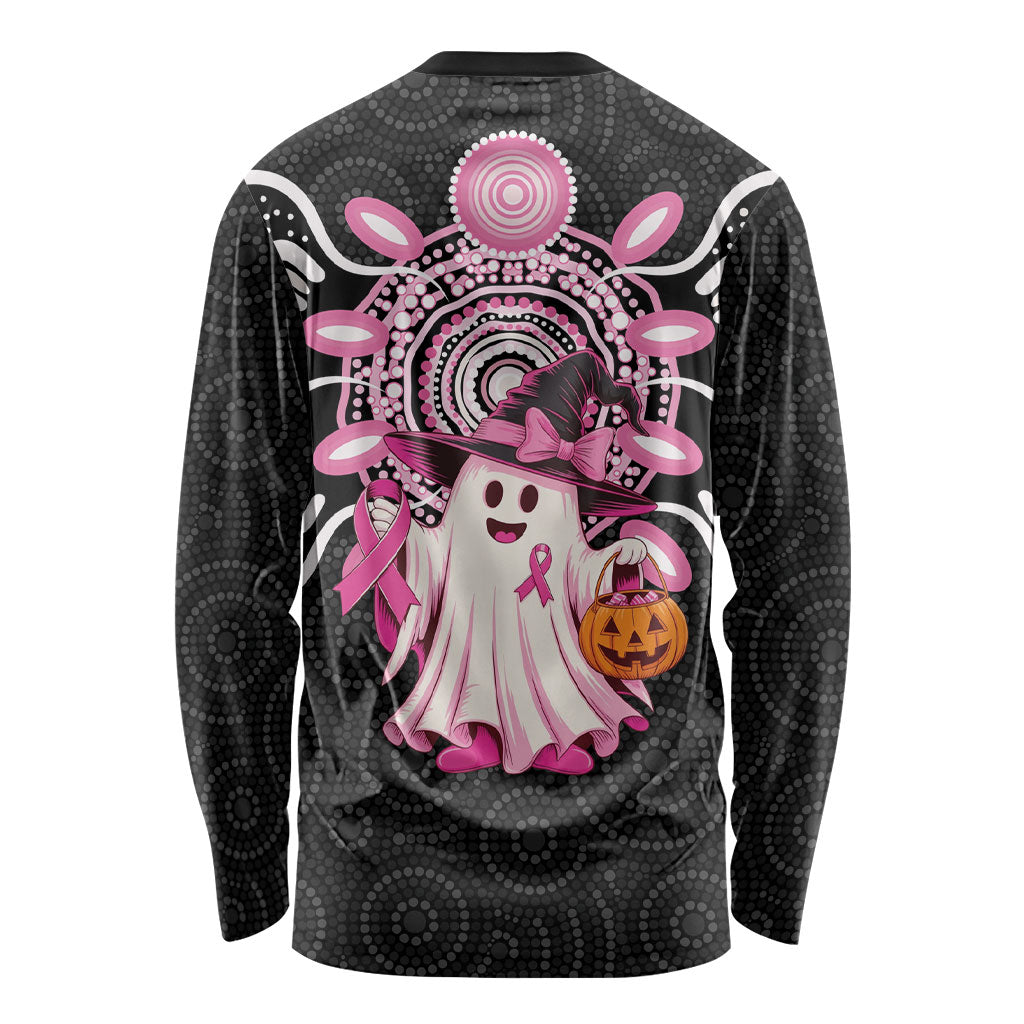 Spooky Pink Ghost Long Sleeve Shirt Aboriginal Halloween Wear Pink