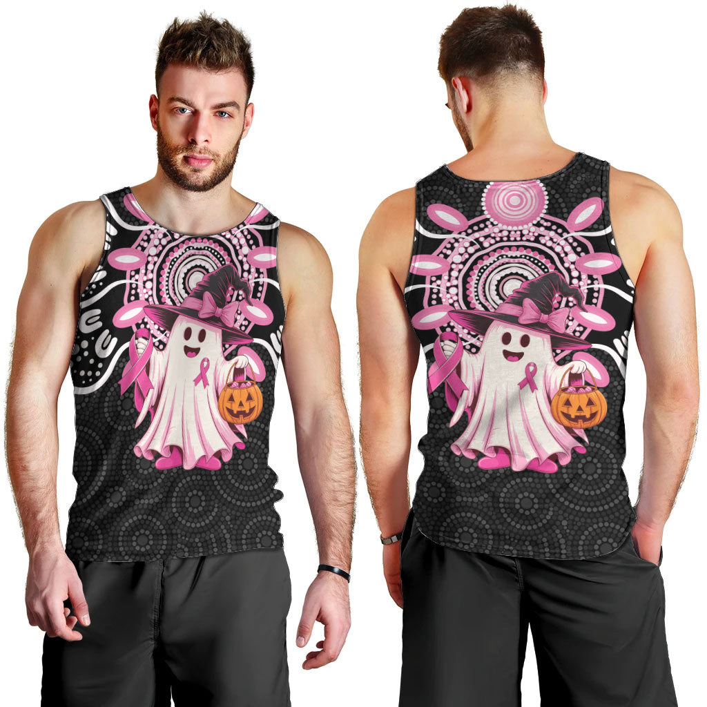Spooky Pink Ghost Men Tank Top Aboriginal Halloween Wear Pink