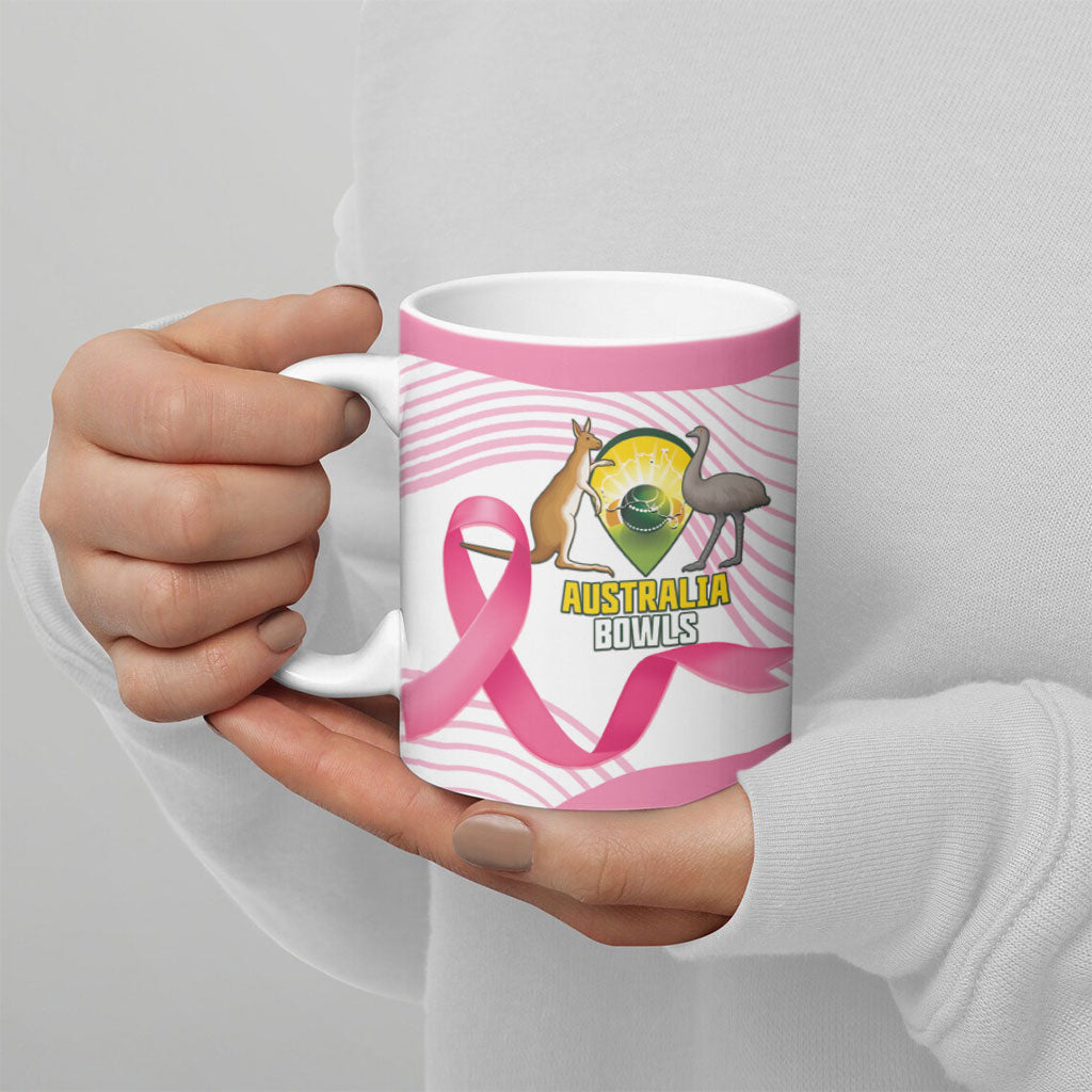 Custom Bowls Australia Breast Cancer Ceramic Mug Pink Ribbon Curve Sporty