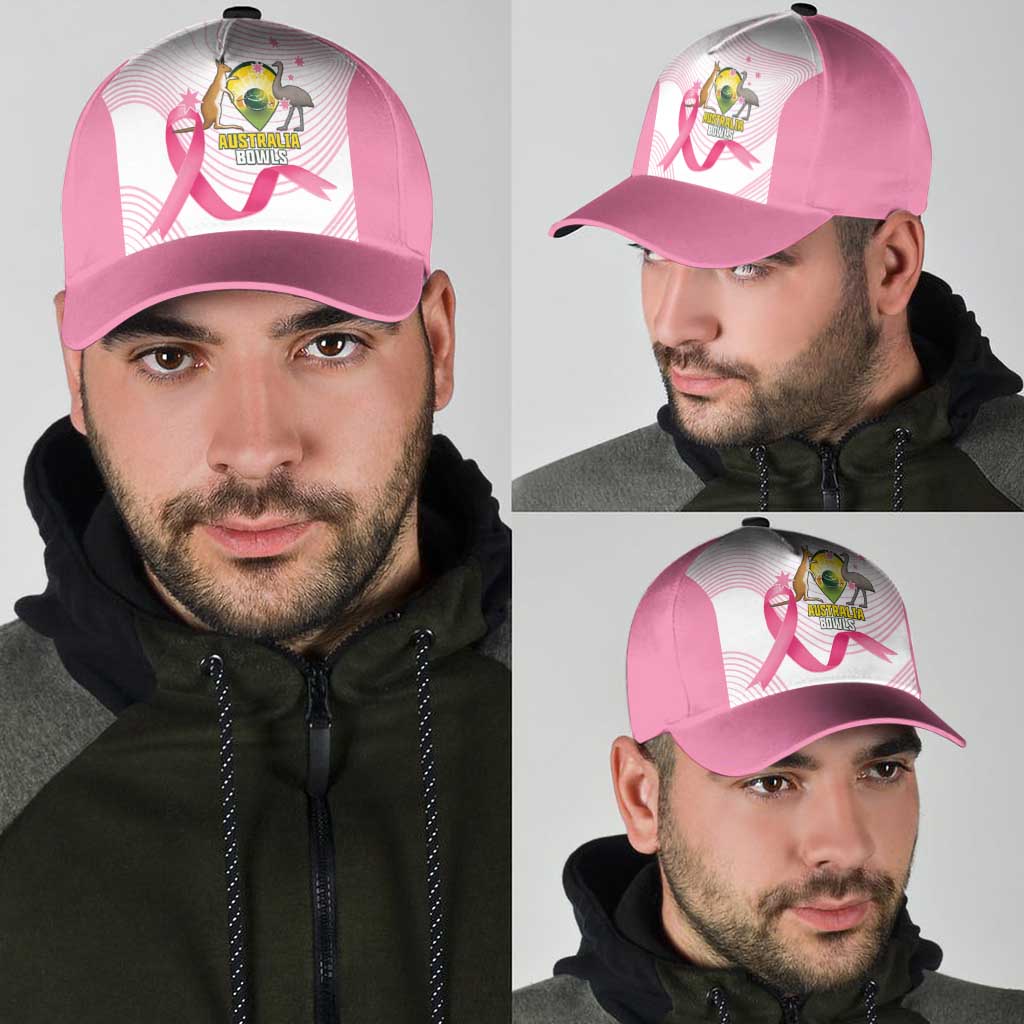Bowls Australia Breast Cancer Classic Cap Pink Ribbon Curve Sporty