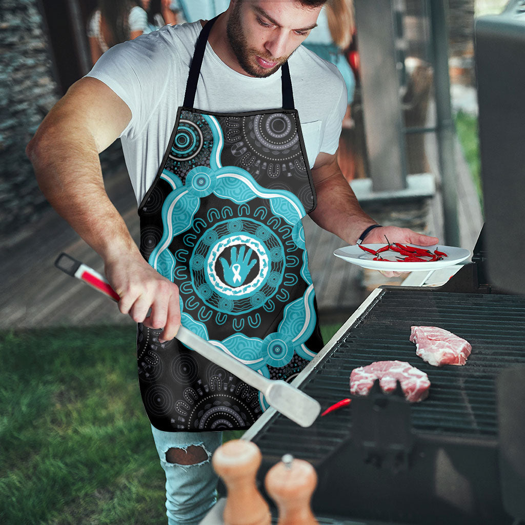 Australia Ovarian Cancer Support Apron Brave Strong Teal Ribbon Aboriginal Art