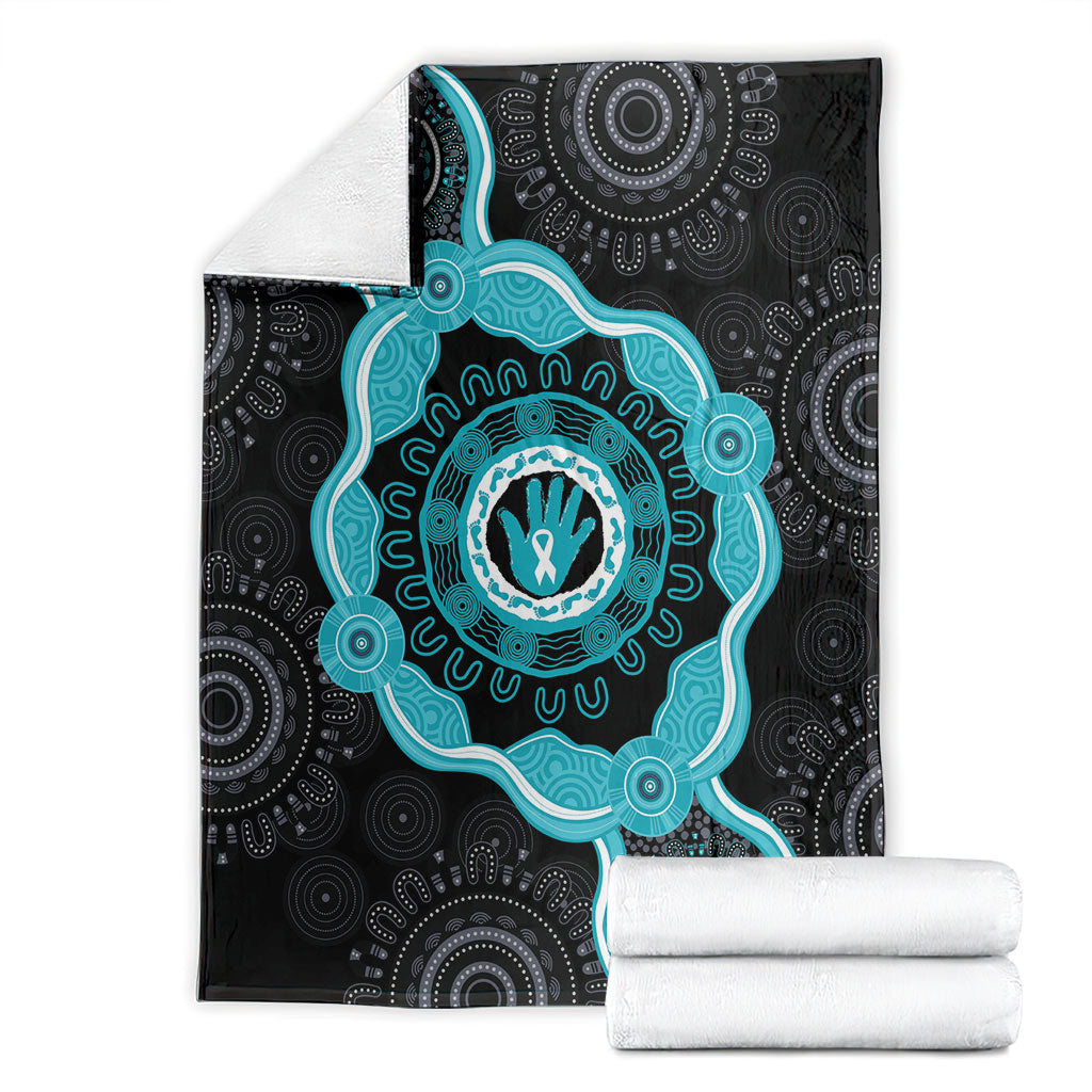Australia Ovarian Cancer Support Blanket Brave Strong Teal Ribbon Aboriginal Art