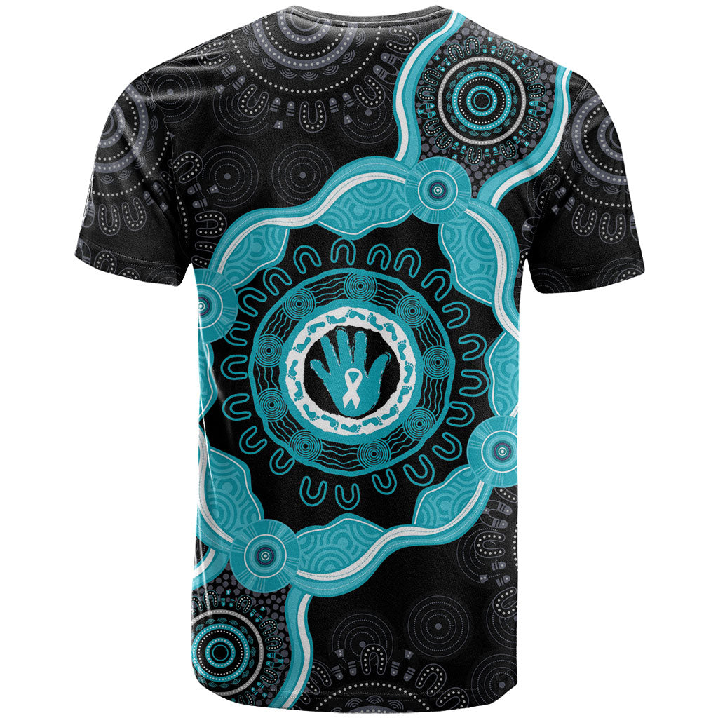 Australia Ovarian Cancer Support T Shirt Brave Strong Teal Ribbon Aboriginal Art