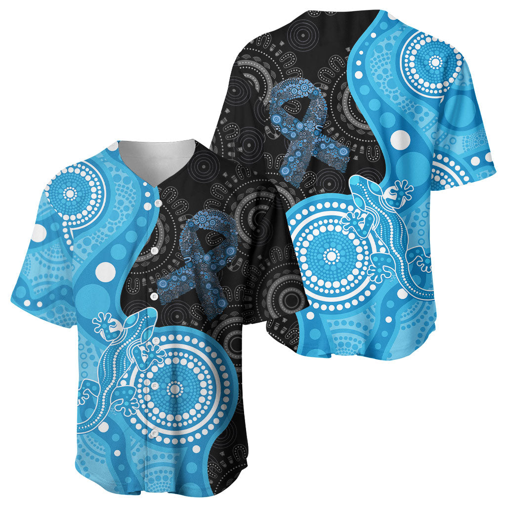 Australia Autism Support Month Baseball Jersey Indigenous Lizard With Blue Ribbon