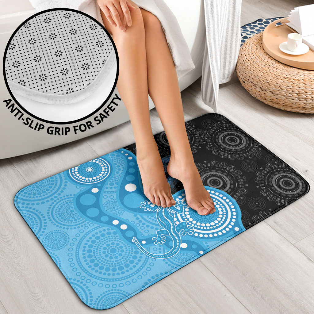 Australia Autism Support Month Bathroom Set Indigenous Lizard With Blue Ribbon