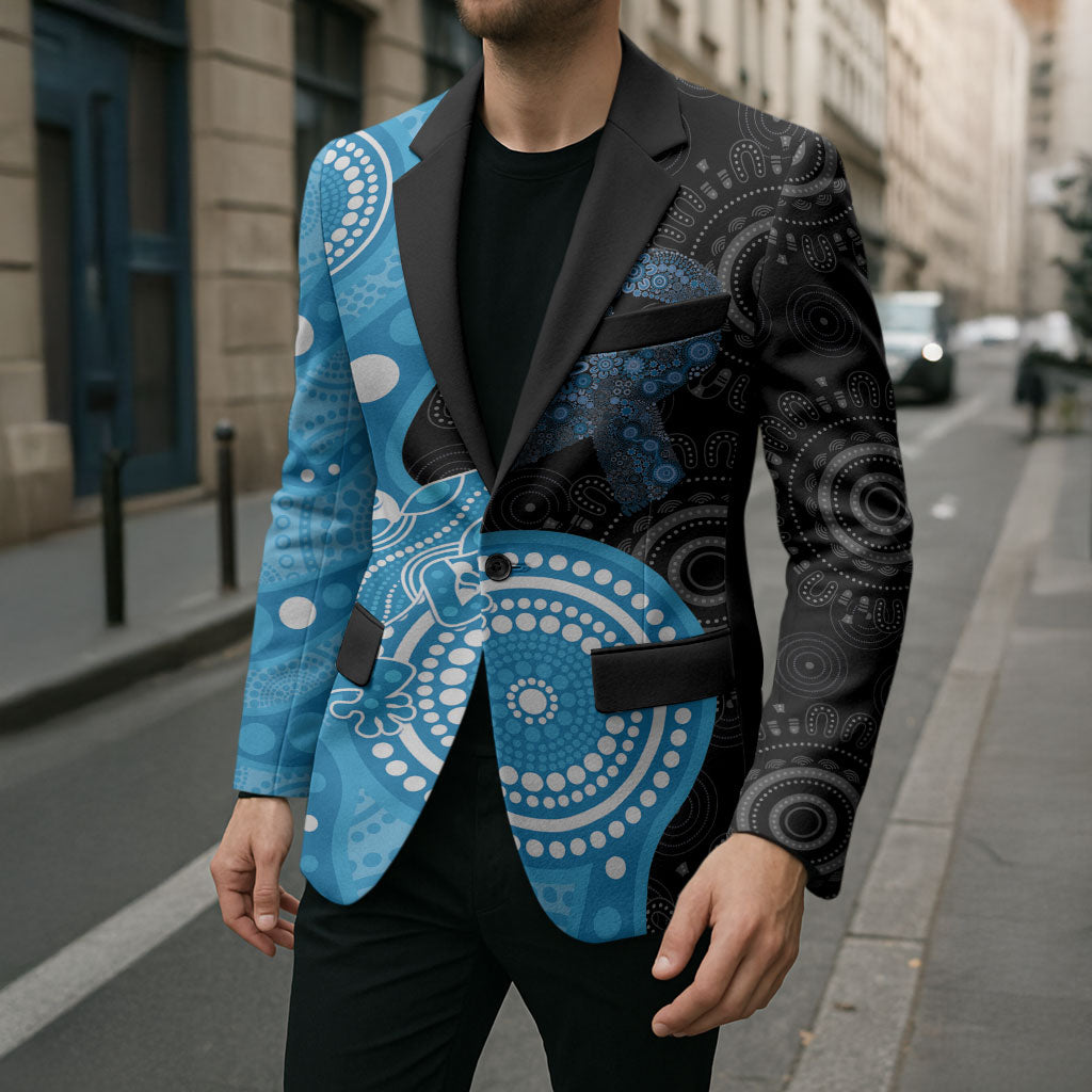 Australia Autism Support Month Blazer Indigenous Lizard With Blue Ribbon