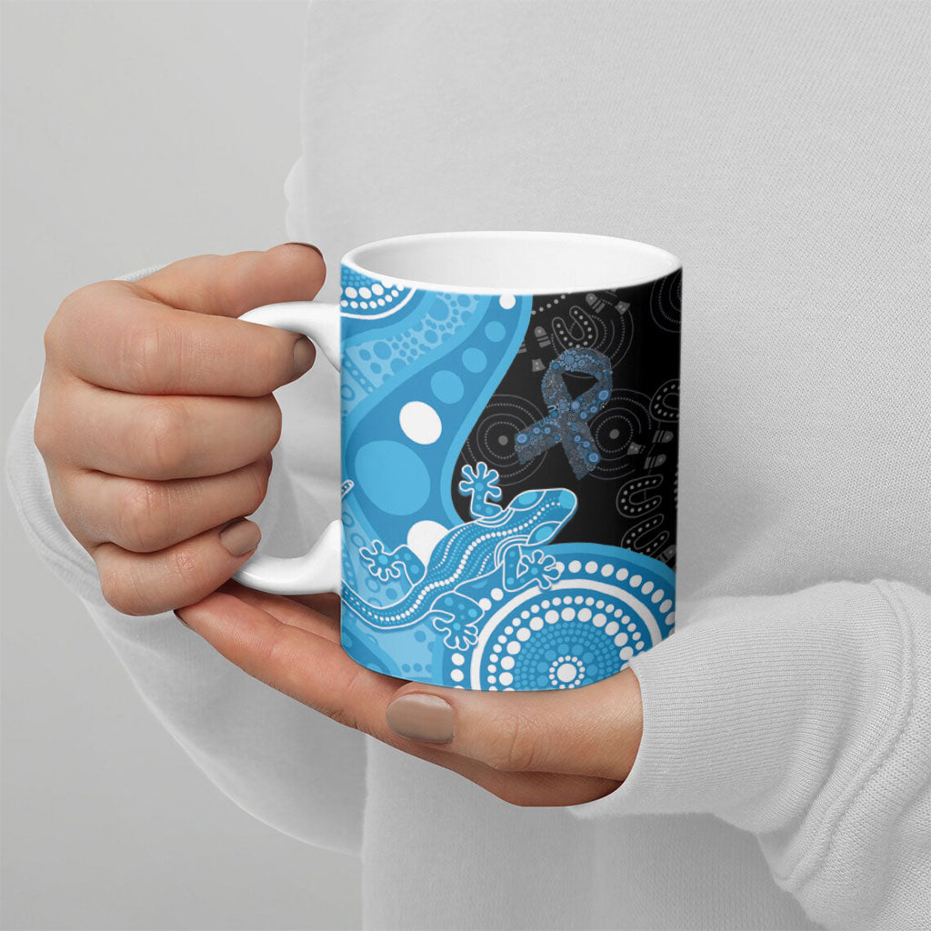 Australia Autism Support Month Ceramic Mug Indigenous Lizard With Blue Ribbon