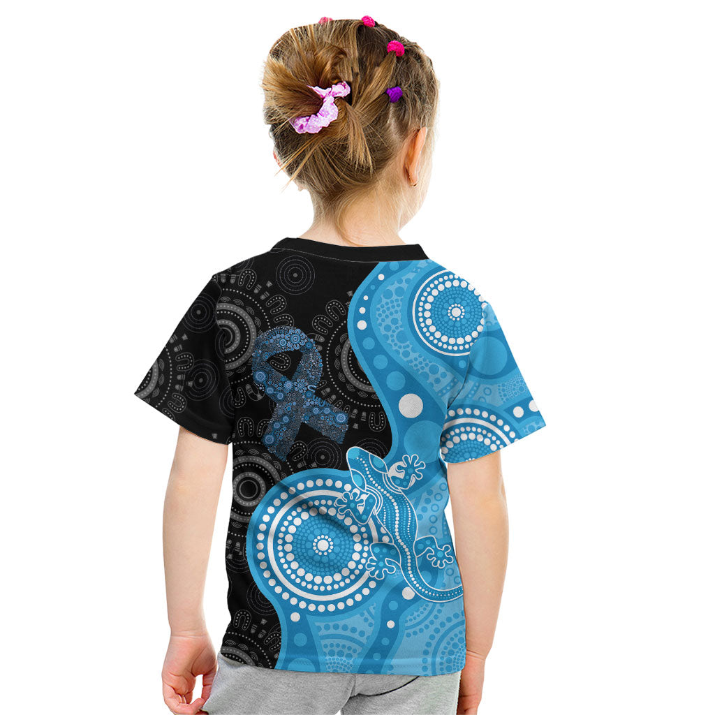 Australia Autism Support Month Kid T Shirt Indigenous Lizard With Blue Ribbon