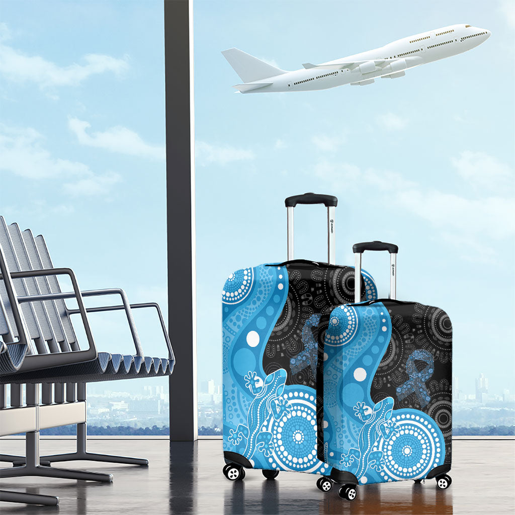 Australia Autism Support Month Luggage Cover Indigenous Lizard With Blue Ribbon