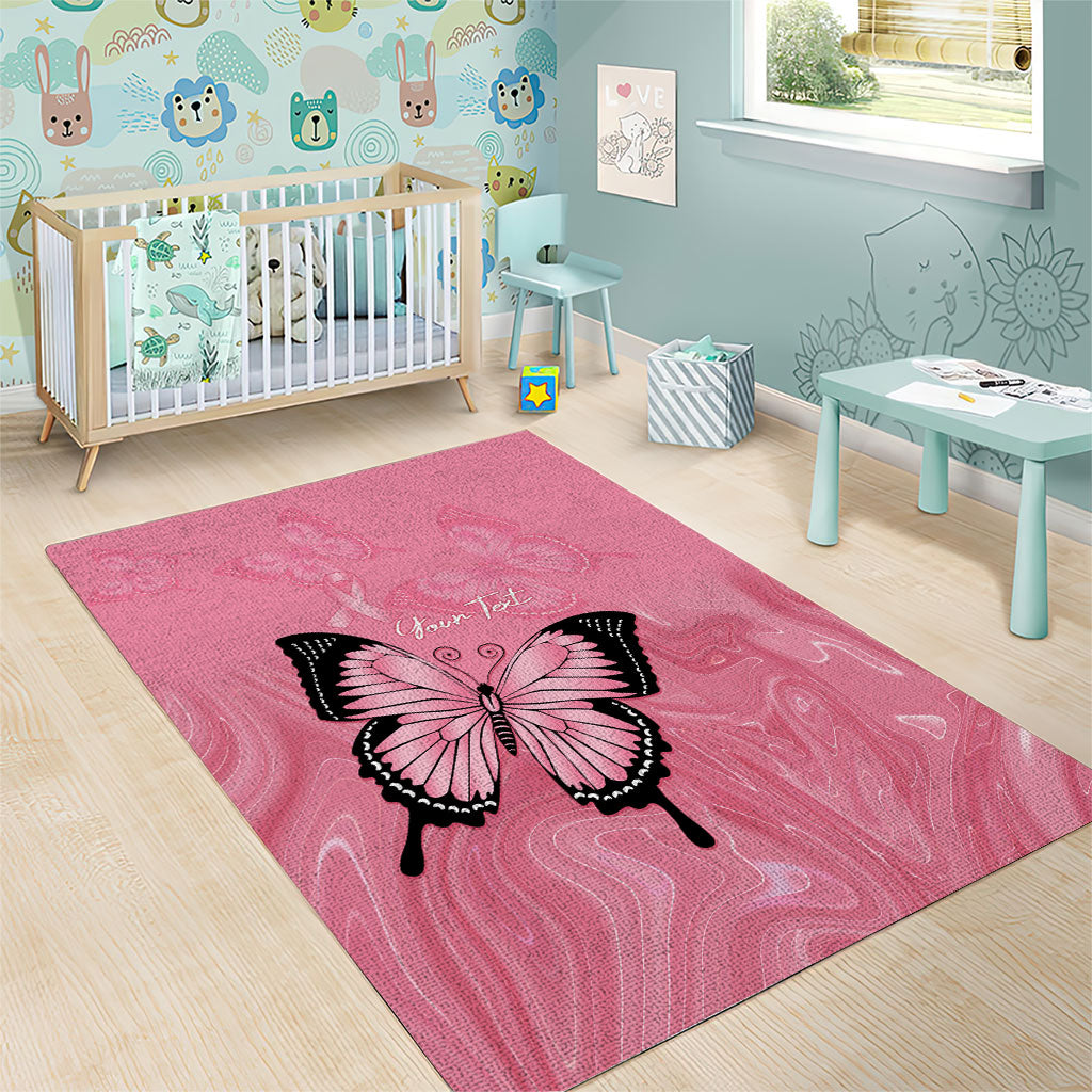 Personalised Australia Breast Cancer Support Area Rug Pink Ribbon Butterfly Opal Pattern