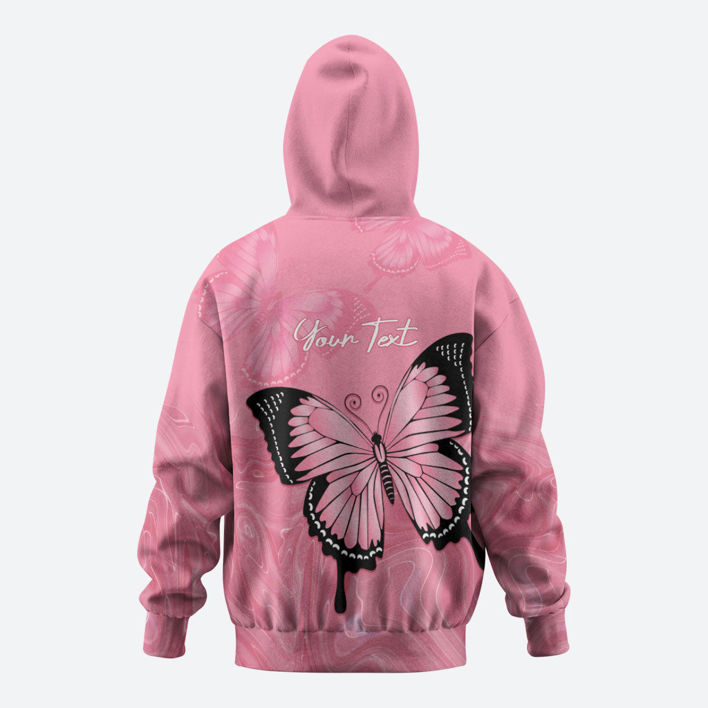 Personalised Australia Breast Cancer Support Hoodie Pink Ribbon Butterfly Opal Pattern