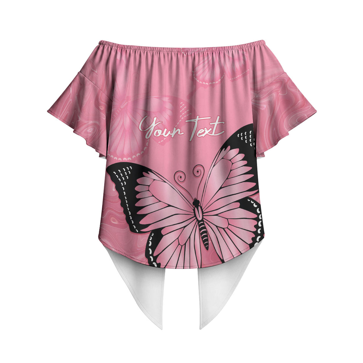 Personalised Australia Breast Cancer Support Off Shoulder Wrap Waist Top Pink Ribbon Butterfly Opal Pattern