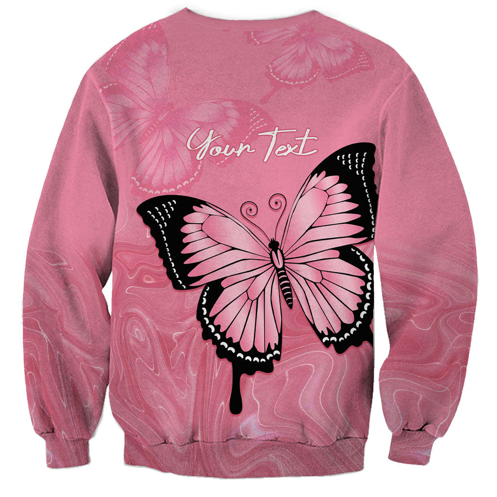 Personalised Australia Breast Cancer Support Sweatshirt Pink Ribbon Butterfly Opal Pattern
