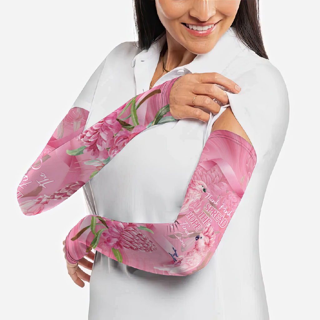Australia Breast Cancer Support Arm Sleeves Think Pink Cockatoos Ribbon
