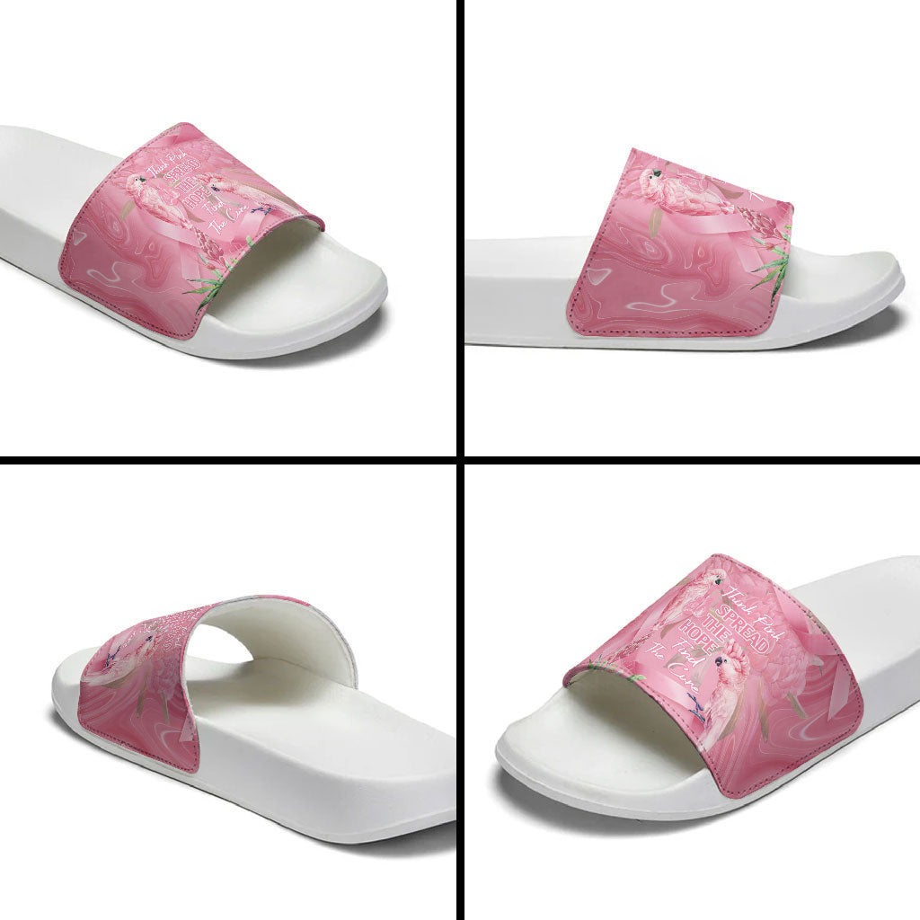 Australia Breast Cancer Support Slide Sandals Think Pink Cockatoos Ribbon