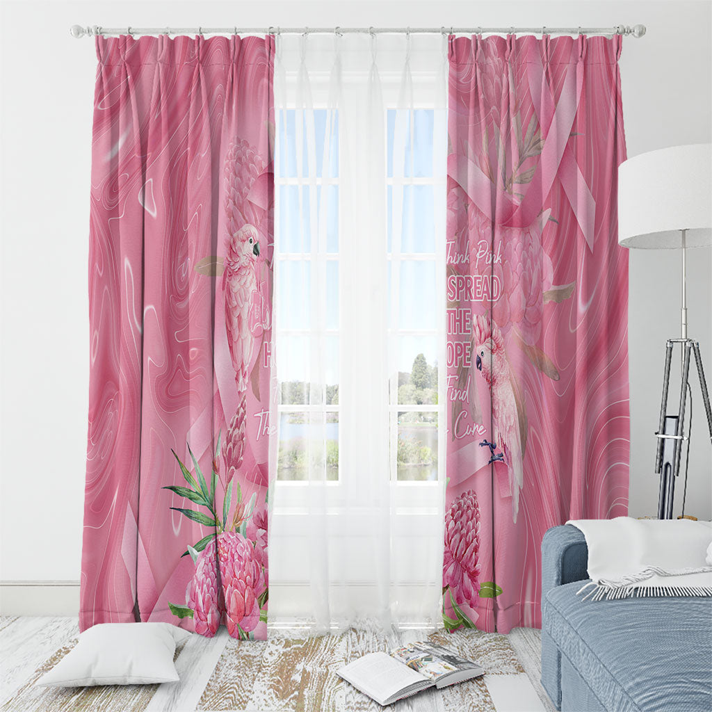 Australia Breast Cancer Support Window Curtain Think Pink Cockatoos Ribbon