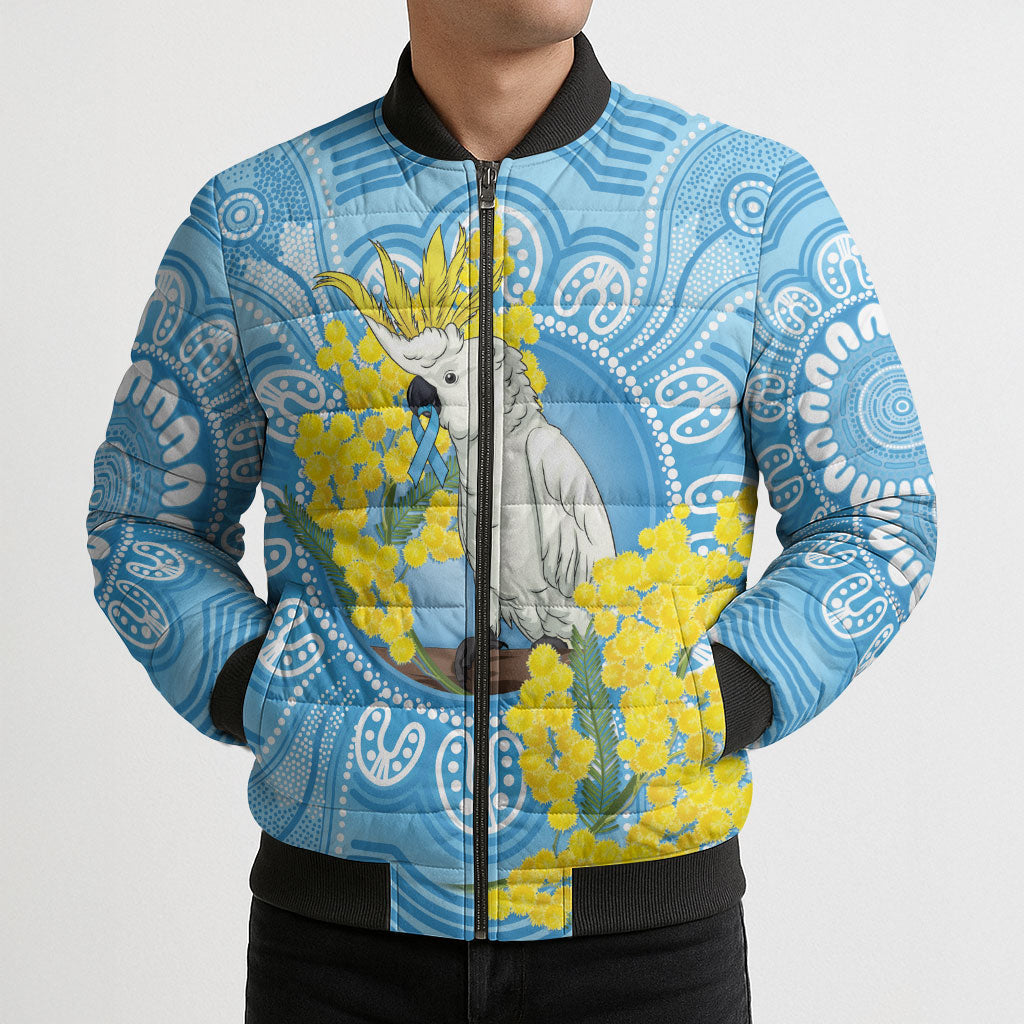 World Diabetes Day Australia Bomber Puffer Jacket Yellow-crested Cockatoo Golden Wattle Aboriginal