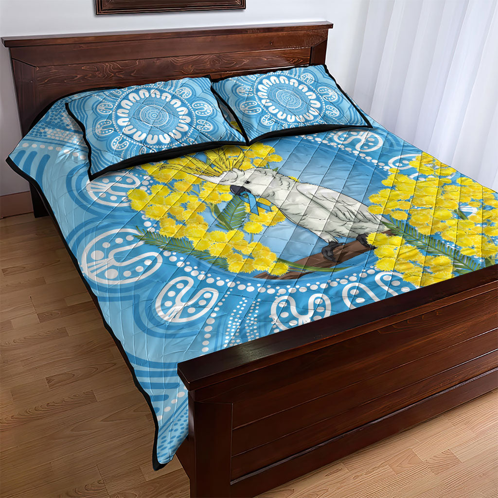 World Diabetes Day Australia Quilt Bed Set Yellow-crested Cockatoo Golden Wattle Aboriginal