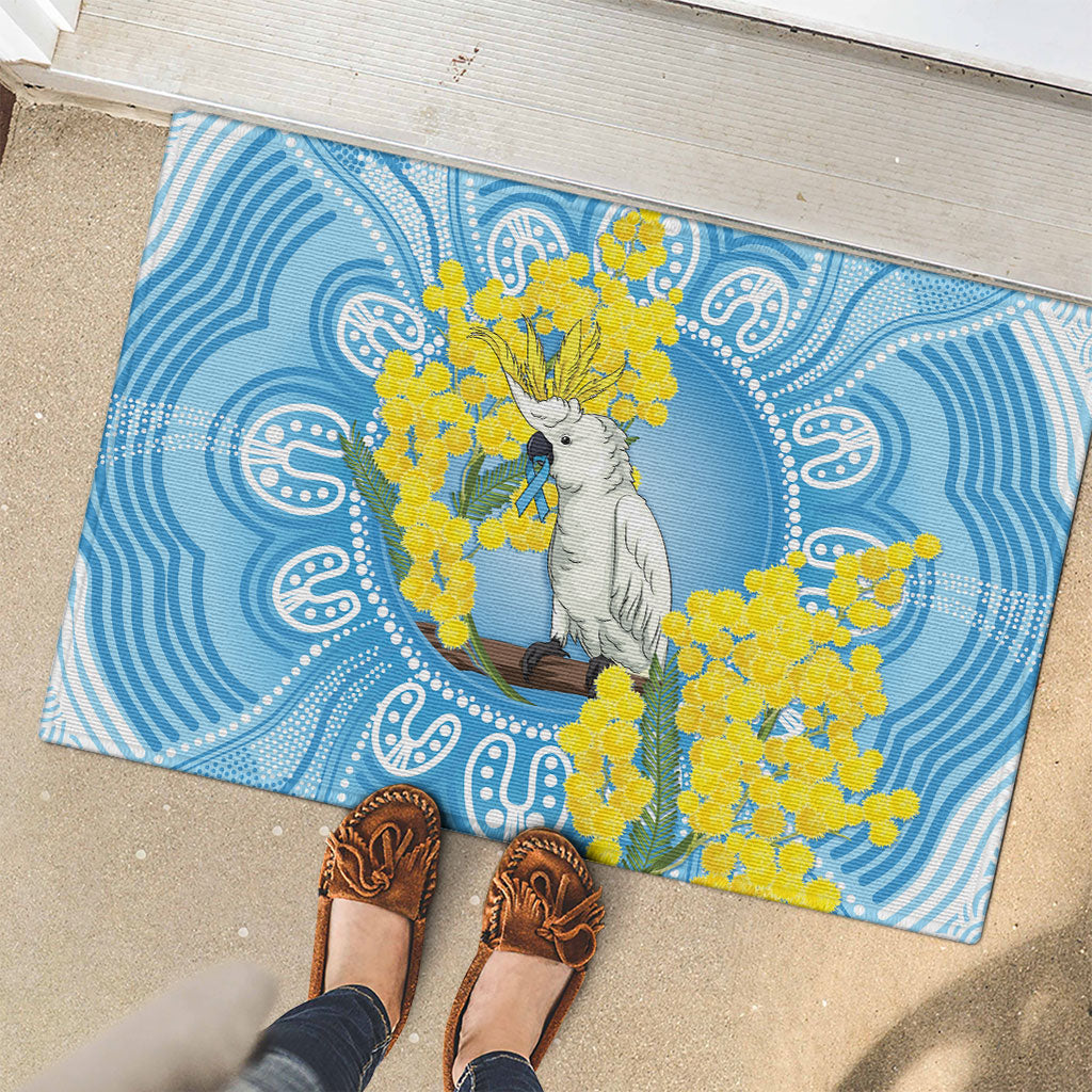 World Diabetes Day Australia Rubber Doormat Yellow-crested Cockatoo Golden Wattle Aboriginal