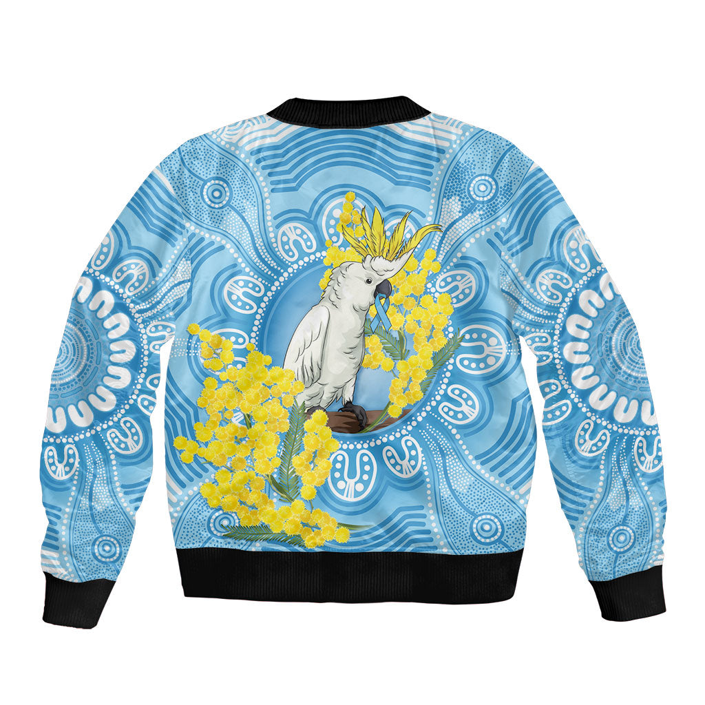 World Diabetes Day Australia Sleeve Zip Bomber Jacket Yellow-crested Cockatoo Golden Wattle Aboriginal