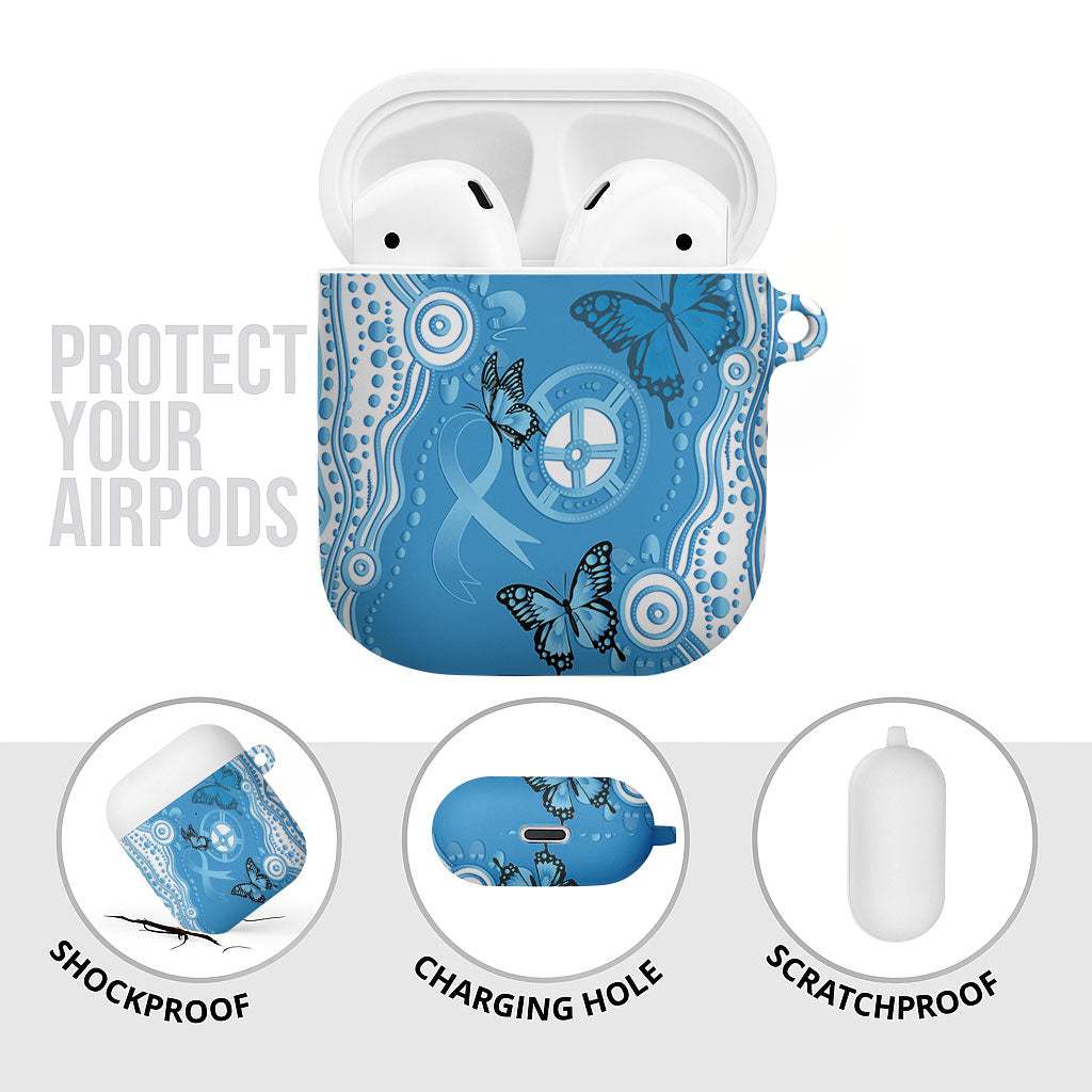 World Diabetes Day Australia AirPods Case Blue Ribbon Butterfly Aboriginal Art