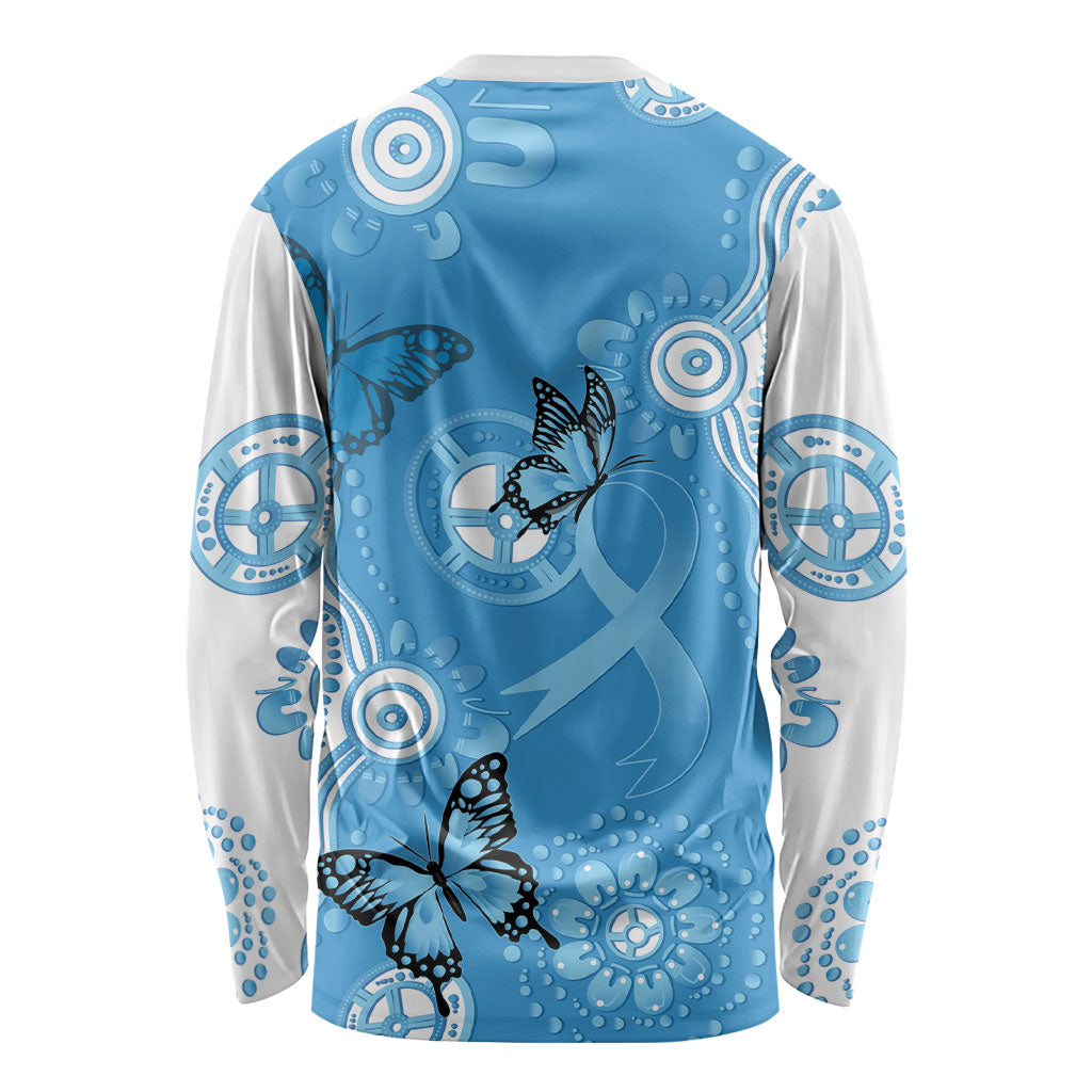 World Diabetes Day Australia Long Sleeve Shirt Blue Ribbon Butterfly Aboriginal Art