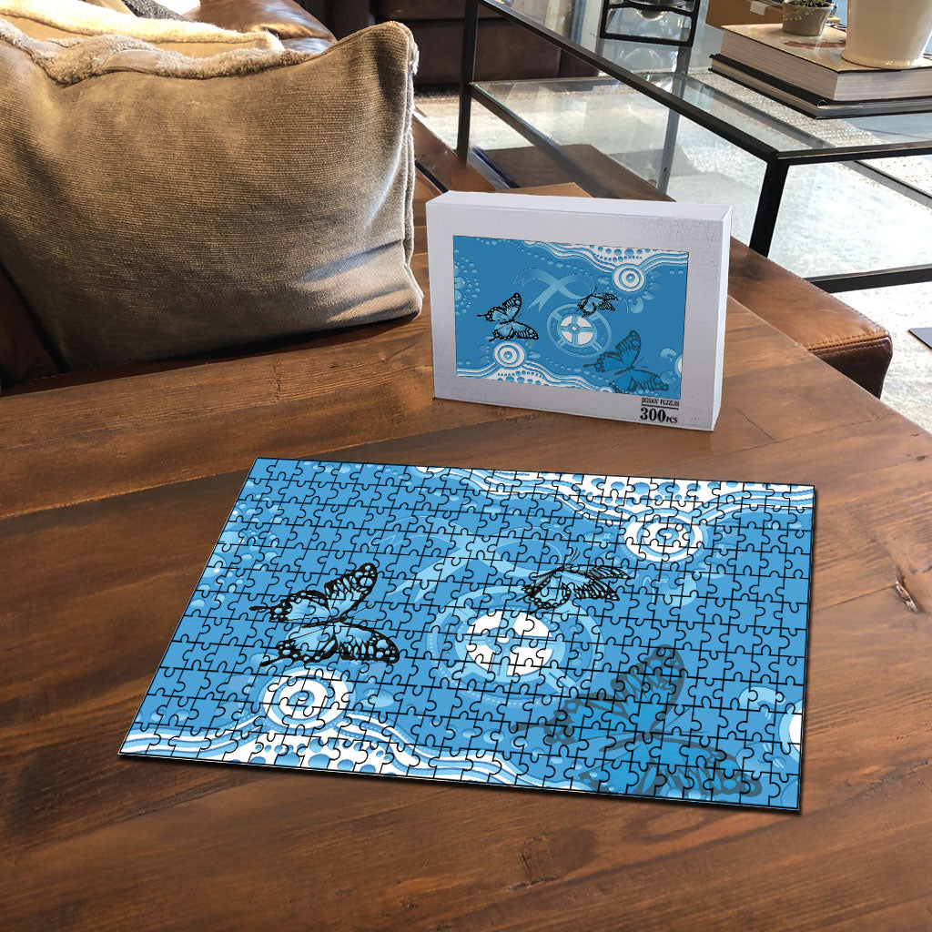 World Diabetes Day Australia Puzzle Blue Ribbon Butterfly Aboriginal Art