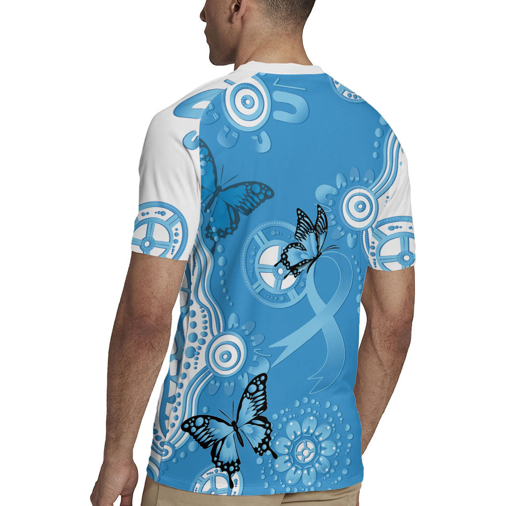 World Diabetes Day Australia Rugby Jersey Blue Ribbon Butterfly Aboriginal Art