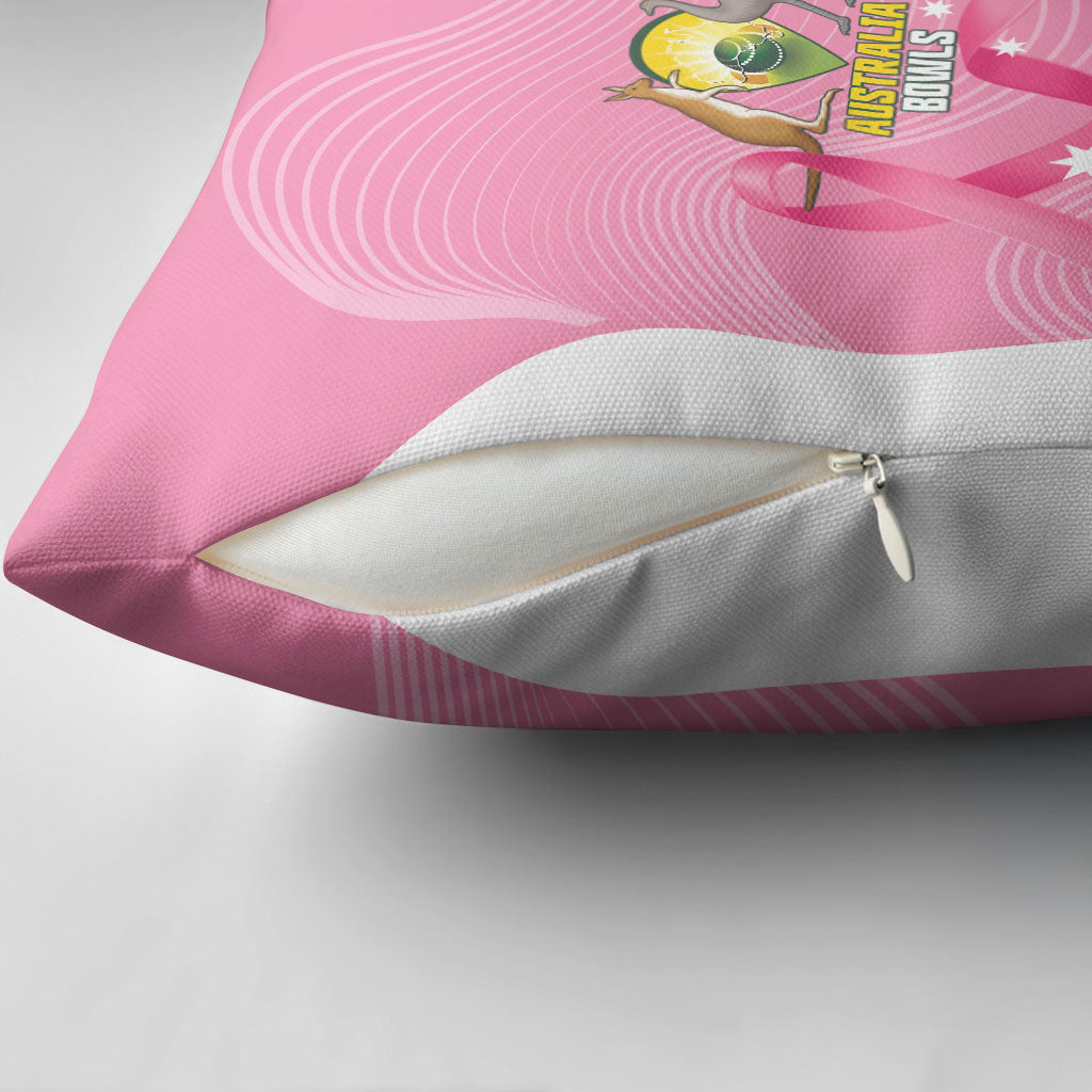 Custom Bowls Australia Breast Cancer Pillow Cover Pink Ribbon Aussie Map With Kangaroo Emu