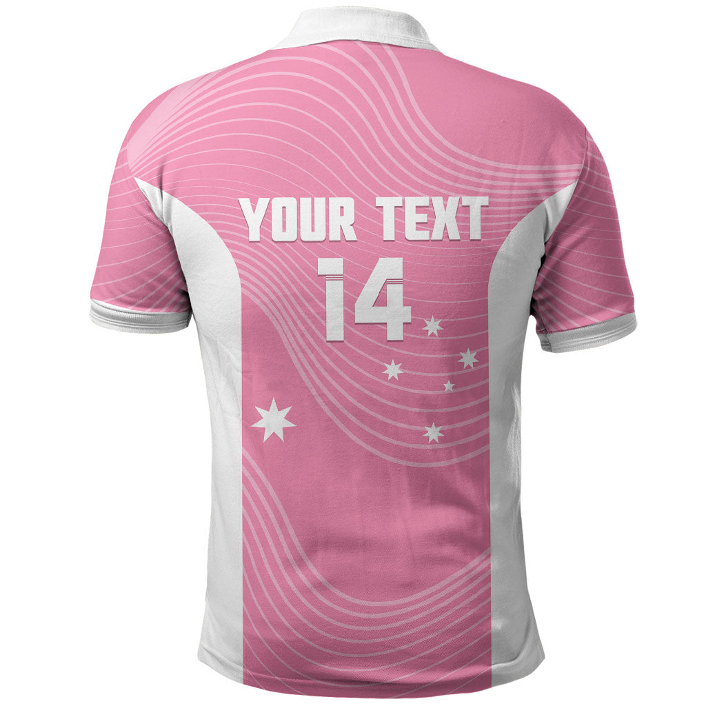 Custom Bowls Australia Breast Cancer Polo Shirt Pink Ribbon Aussie Map With Kangaroo Emu