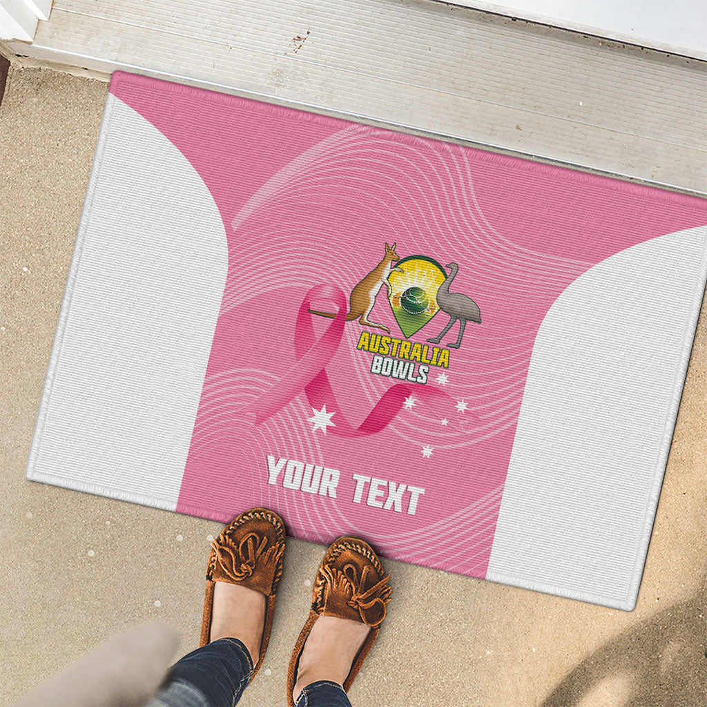 Custom Bowls Australia Breast Cancer Rubber Doormat Pink Ribbon Aussie Map With Kangaroo Emu