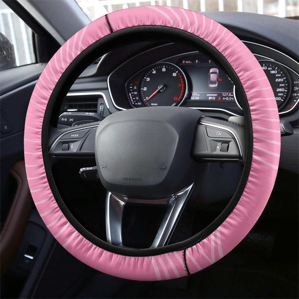 Bowls Australia Breast Cancer Steering Wheel Cover Pink Ribbon Aussie Map With Kangaroo Emu