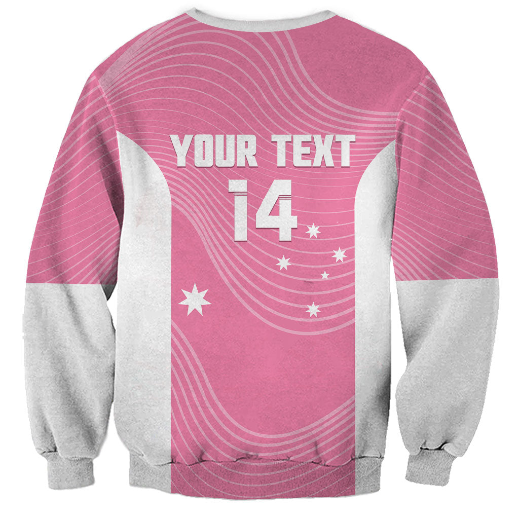 Custom Bowls Australia Breast Cancer Sweatshirt Pink Ribbon Aussie Map With Kangaroo Emu