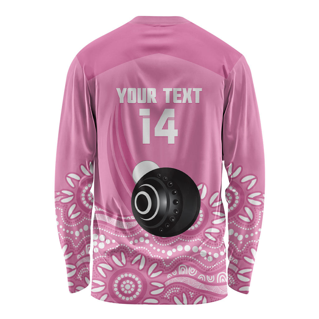 Custom Bowls Australia Breast Cancer Long Sleeve Shirt Pink Ribbon Kangaroo Aboriginal Art