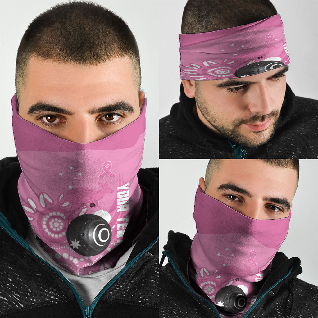 Custom Bowls Australia Breast Cancer Neck Gaiter Pink Ribbon Kangaroo Aboriginal Art