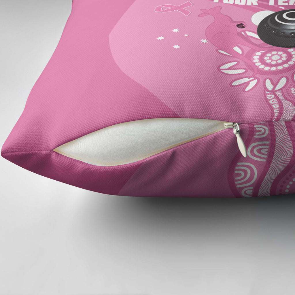 Custom Bowls Australia Breast Cancer Pillow Cover Pink Ribbon Kangaroo Aboriginal Art