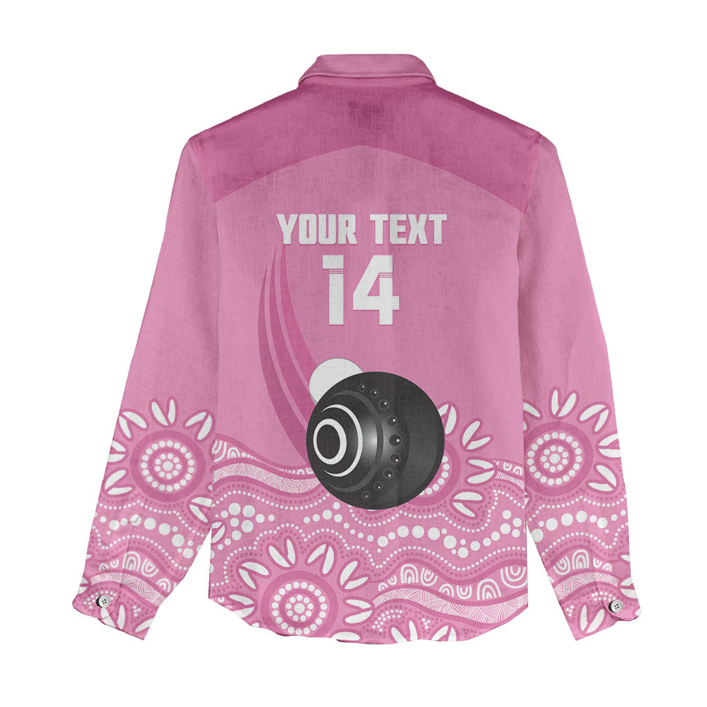 Custom Bowls Australia Breast Cancer Women Casual Shirt Pink Ribbon Kangaroo Aboriginal Art