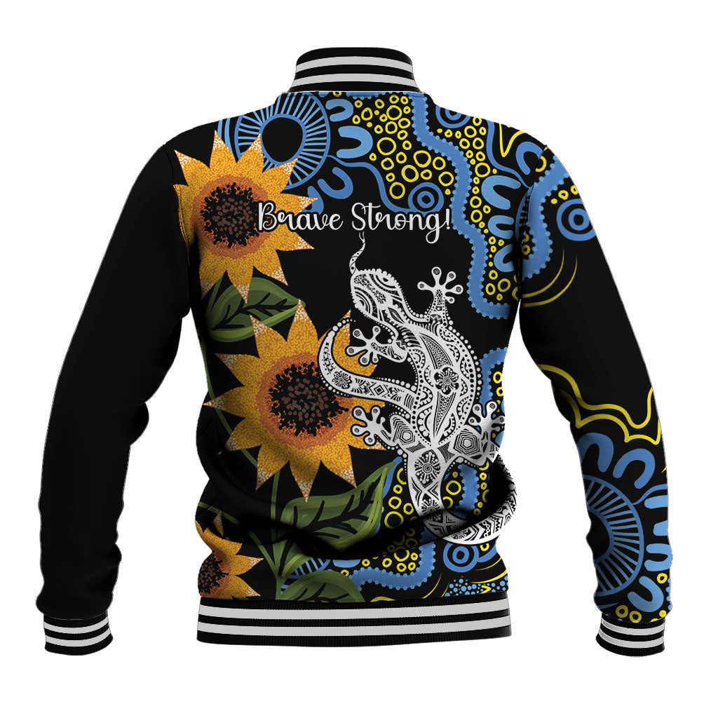 Australia Autism Support Baseball Jacket Brave Strong Aussie Lizard Aboriginal Art