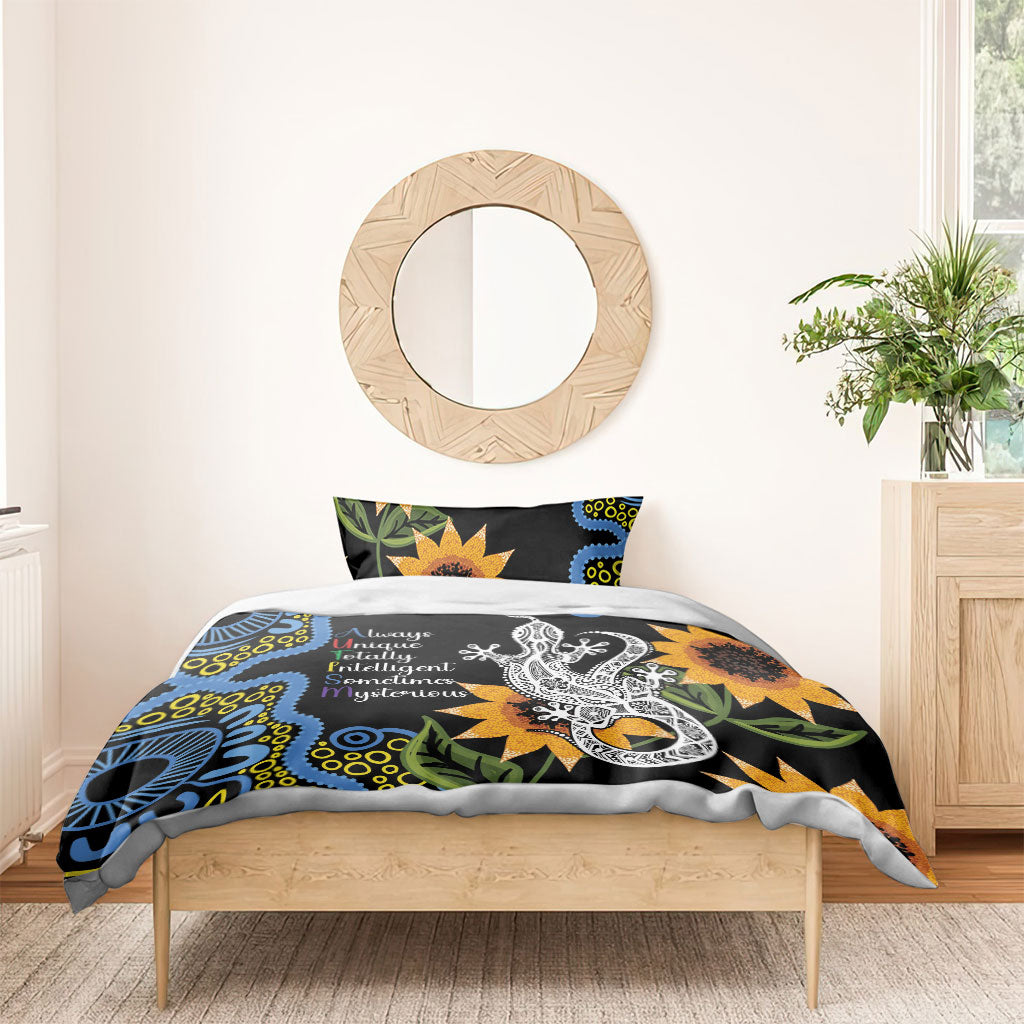 Australia Autism Support Bedding Set Brave Strong Aussie Lizard Aboriginal Art
