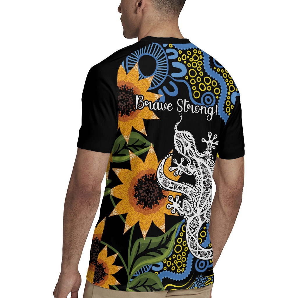 Australia Autism Support Rugby Jersey Brave Strong Aussie Lizard Aboriginal Art