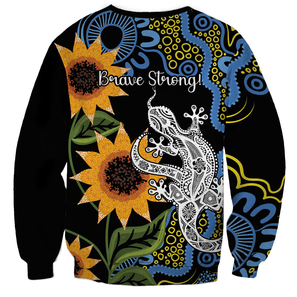 Australia Autism Support Sweatshirt Brave Strong Aussie Lizard Aboriginal Art