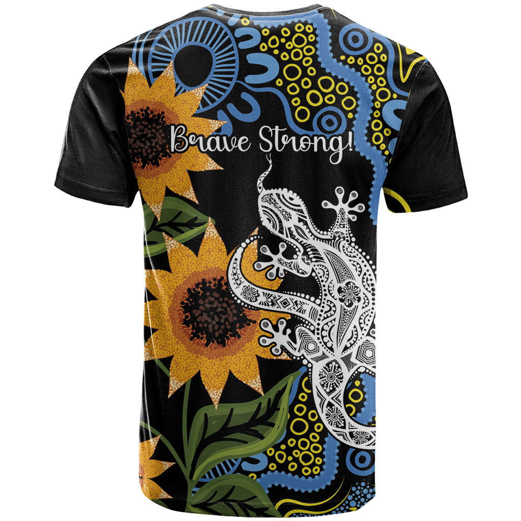 Australia Autism Support T Shirt Brave Strong Aussie Lizard Aboriginal Art