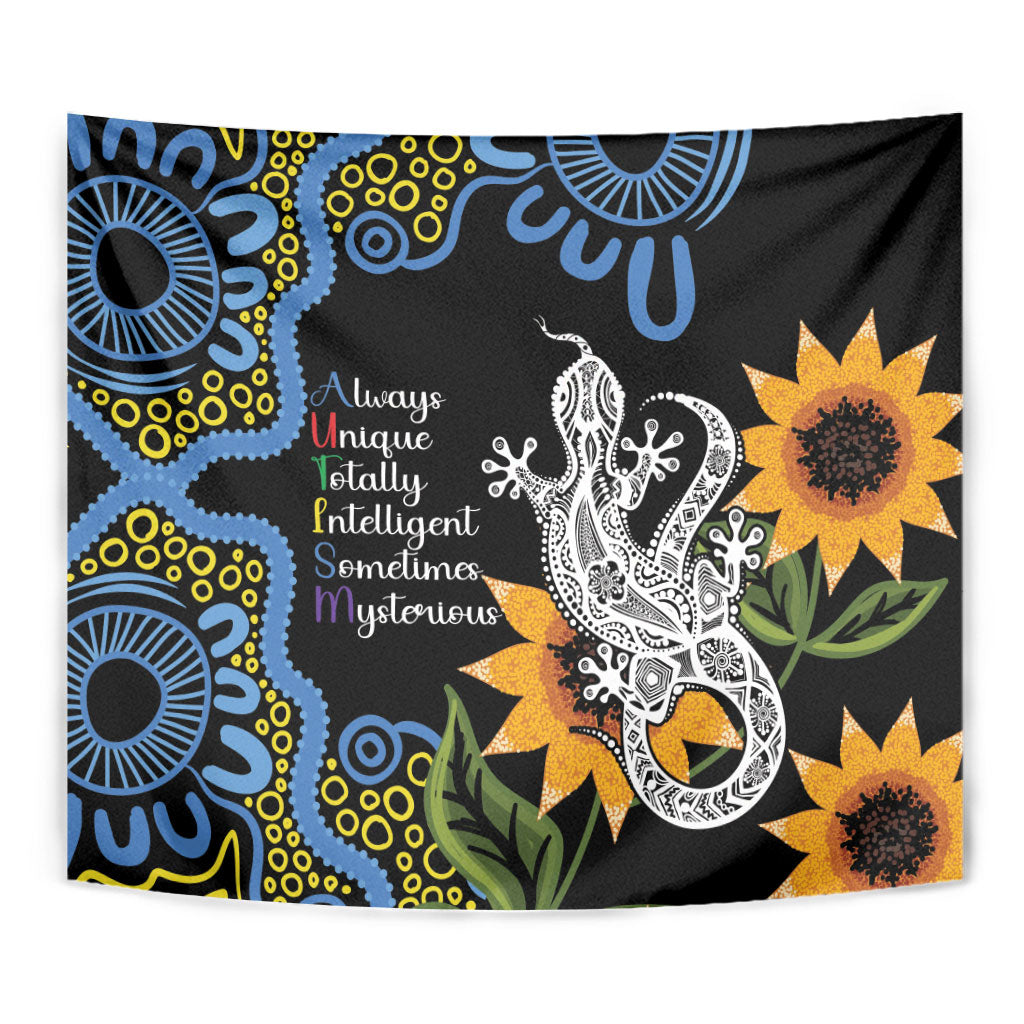 Australia Autism Support Tapestry Brave Strong Aussie Lizard Aboriginal Art