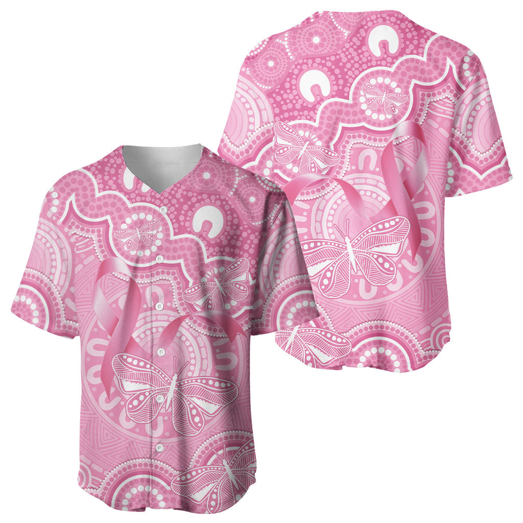Australia Indigenous Baseball Jersey Pink Ribbon Breast Cancer Butterfly Aboriginal