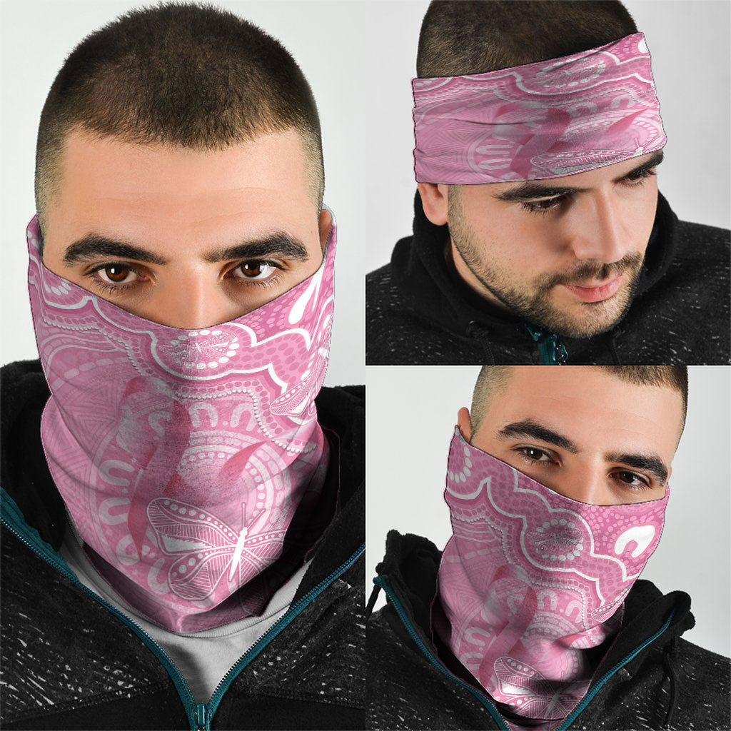 Australia Indigenous Neck Gaiter Pink Ribbon Breast Cancer Butterfly Aboriginal