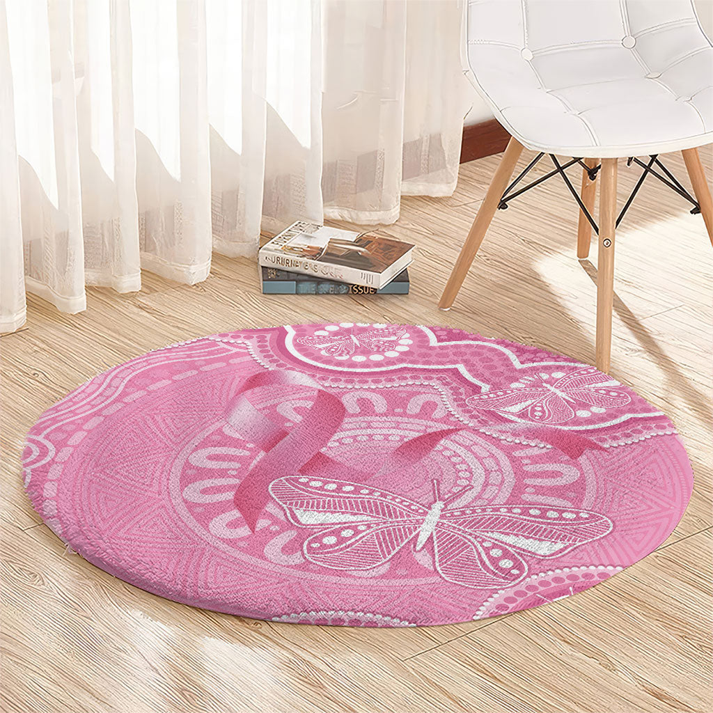 Australia Indigenous Round Carpet Pink Ribbon Breast Cancer Butterfly Aboriginal